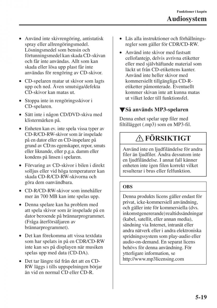 Mazda 6 III instruktionsbok / page 427