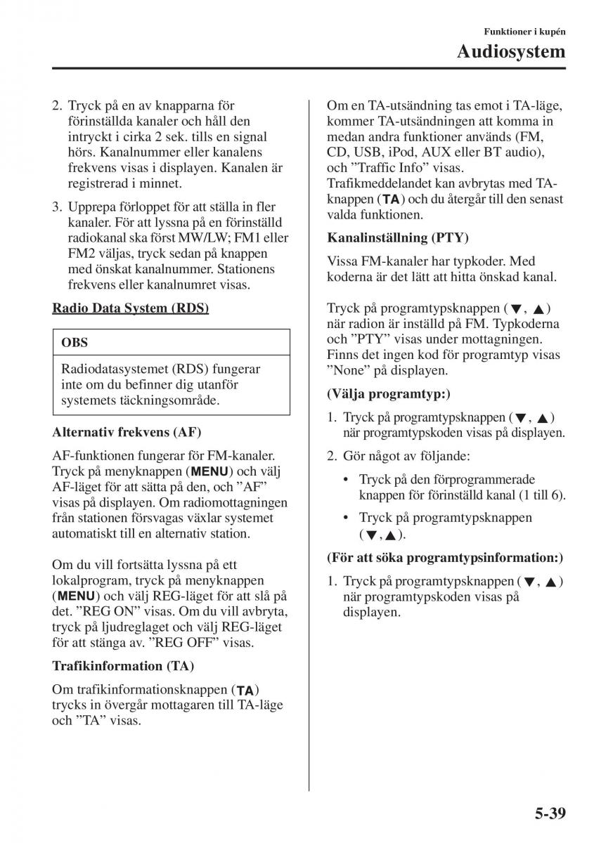 Mazda 6 III instruktionsbok / page 447