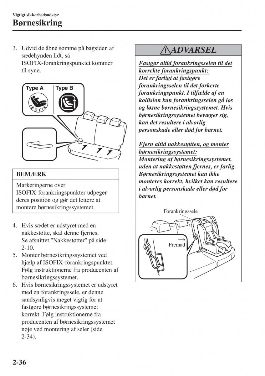 Mazda CX 3 Bilens instruktionsbog / page 56