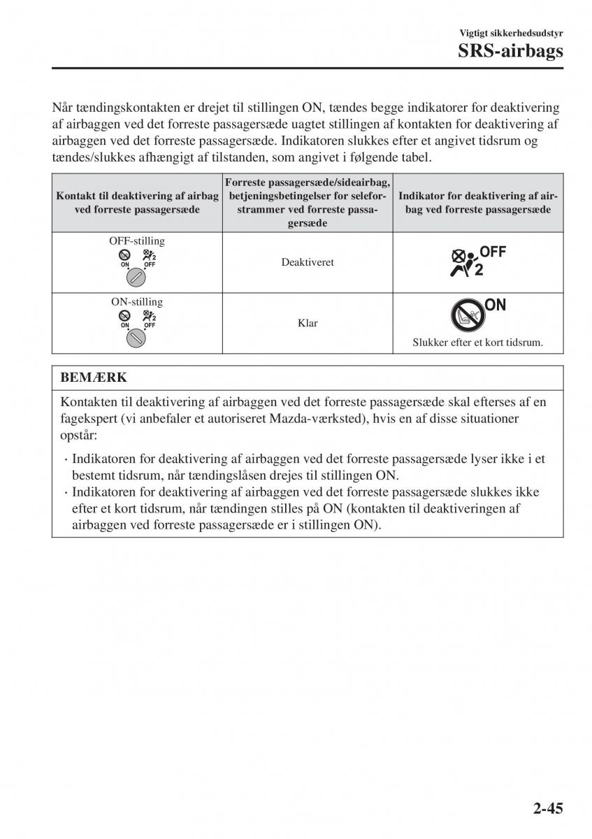 Mazda CX 3 Bilens instruktionsbog / page 65