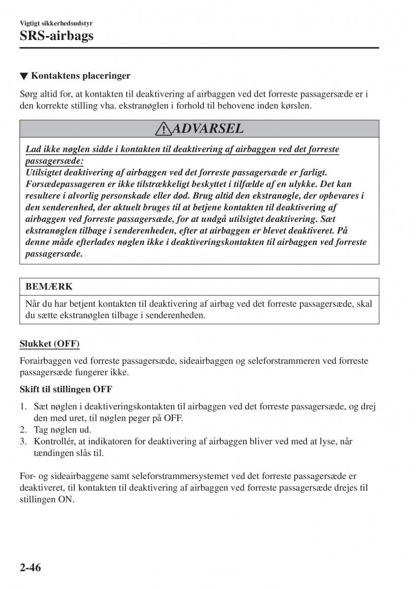 Mazda CX 3 Bilens instruktionsbog / page 66