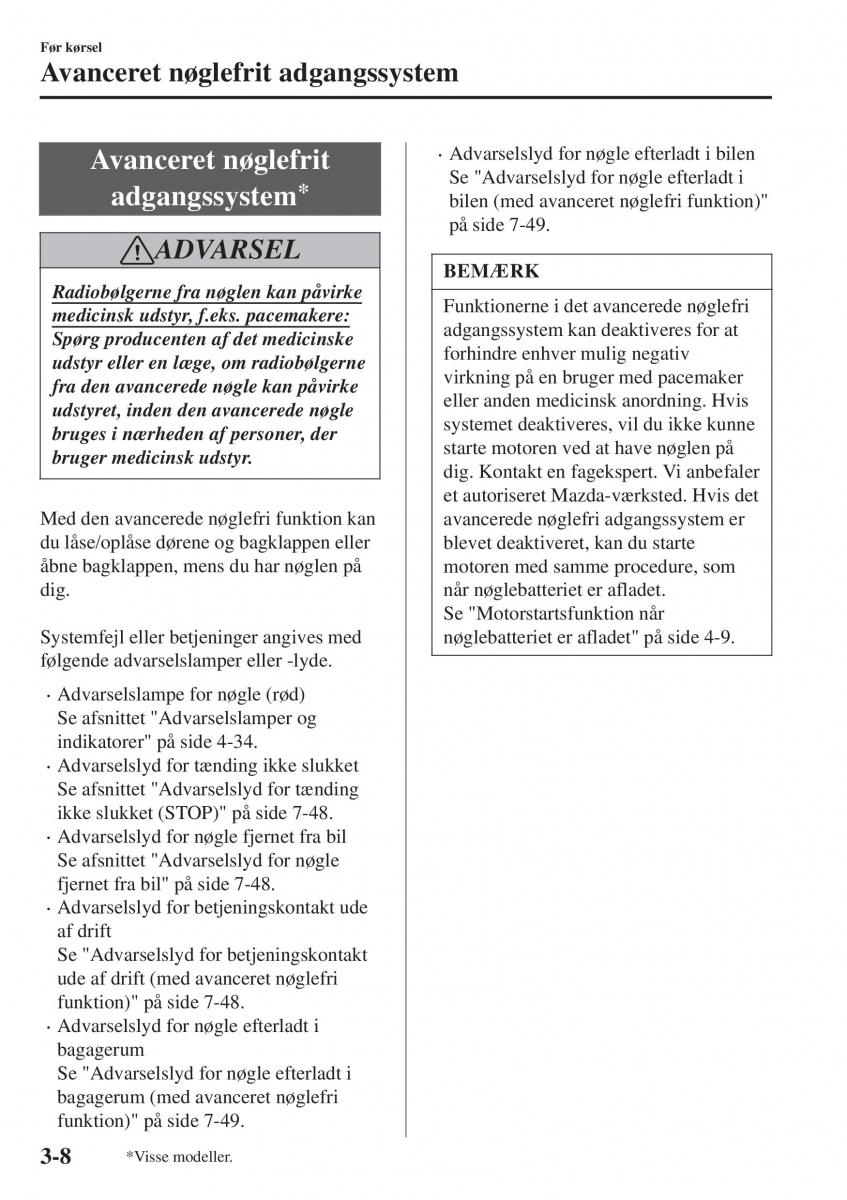 Mazda CX 3 Bilens instruktionsbog / page 84