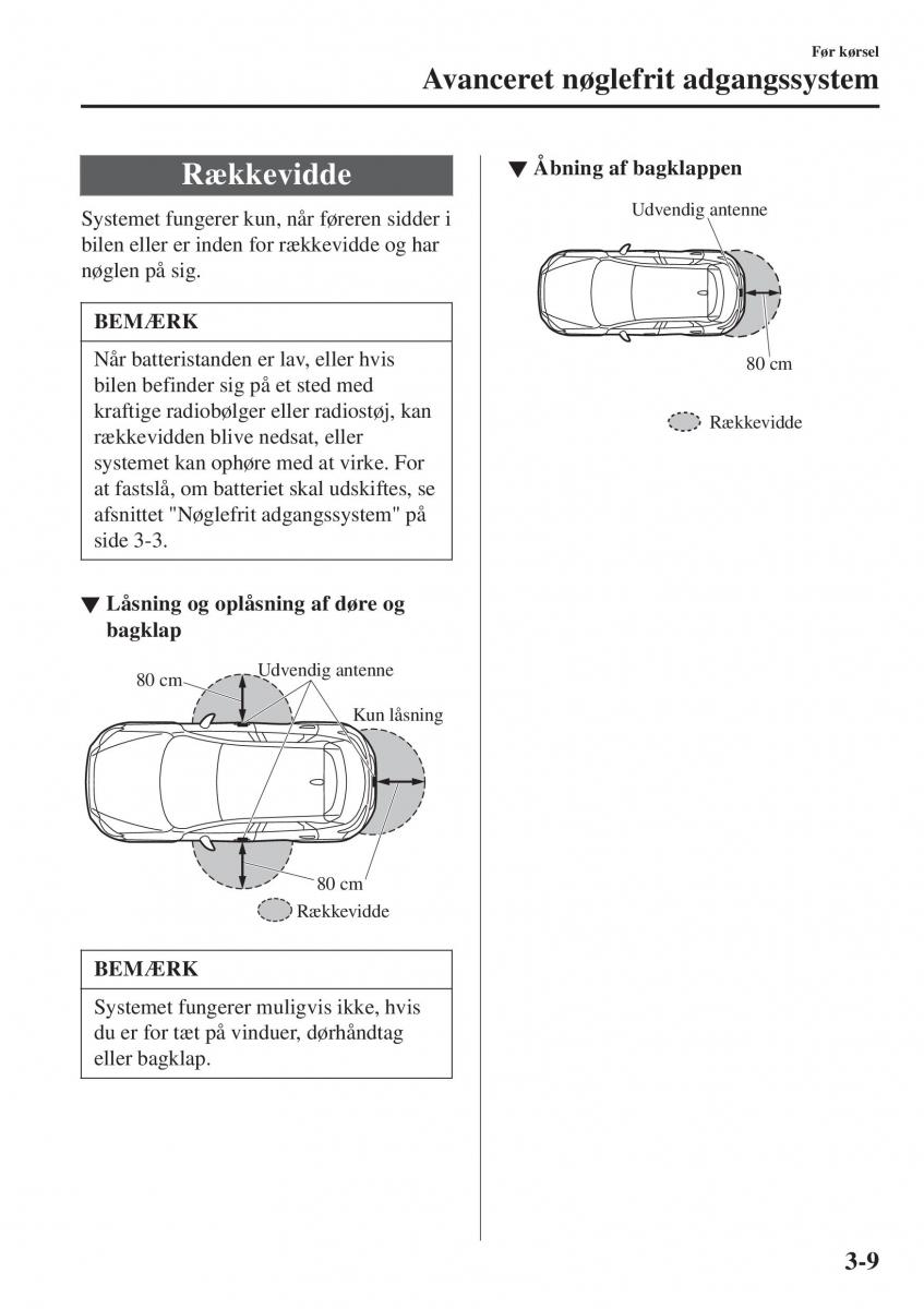 Mazda CX 3 Bilens instruktionsbog / page 85