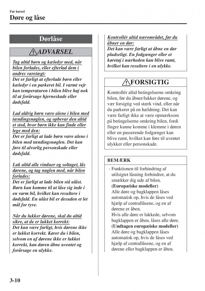 Mazda CX 3 Bilens instruktionsbog / page 86