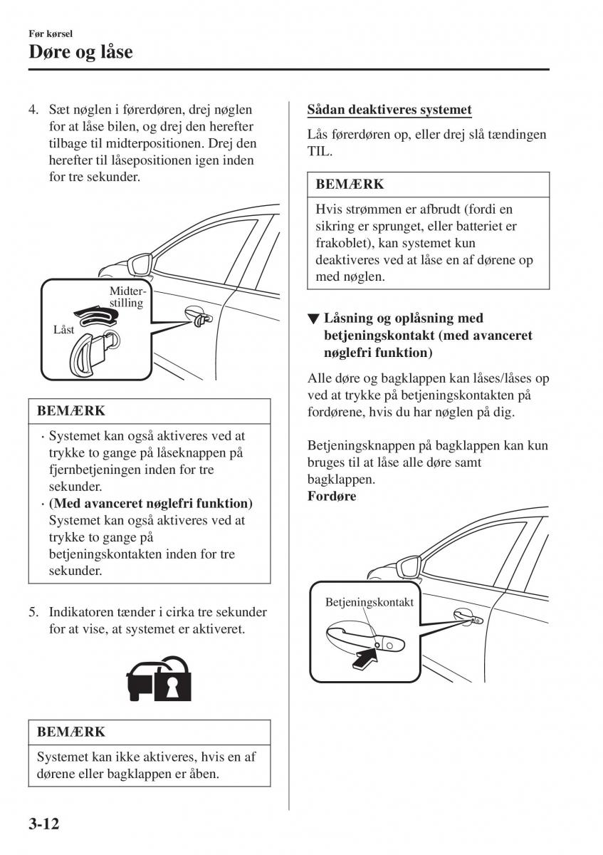 Mazda CX 3 Bilens instruktionsbog / page 88