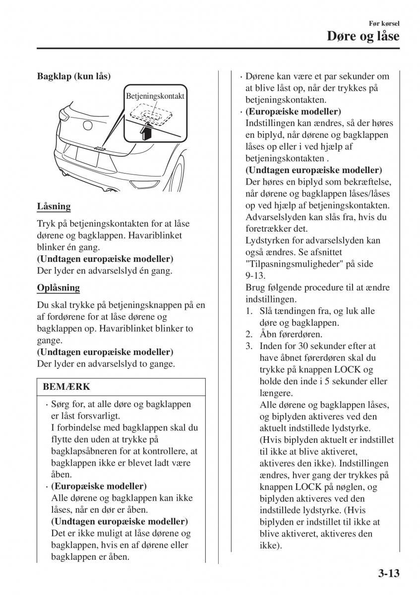 Mazda CX 3 Bilens instruktionsbog / page 89