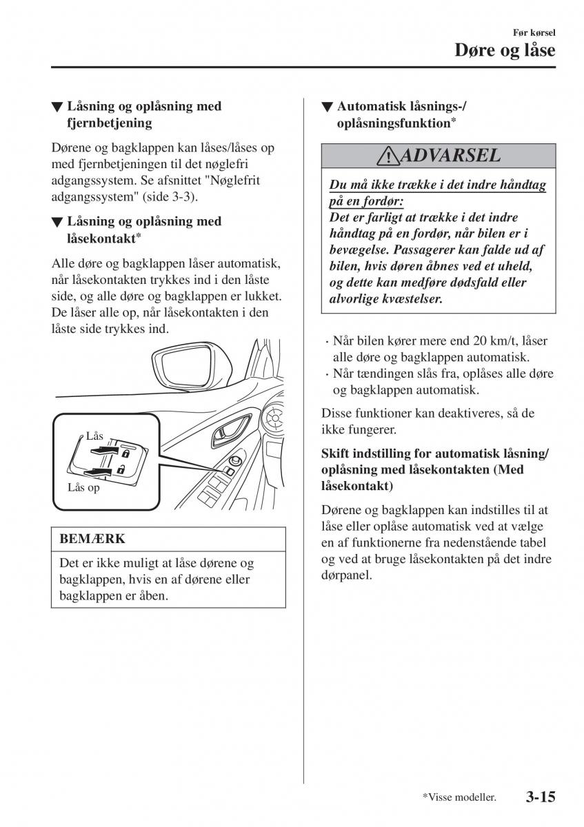 Mazda CX 3 Bilens instruktionsbog / page 91