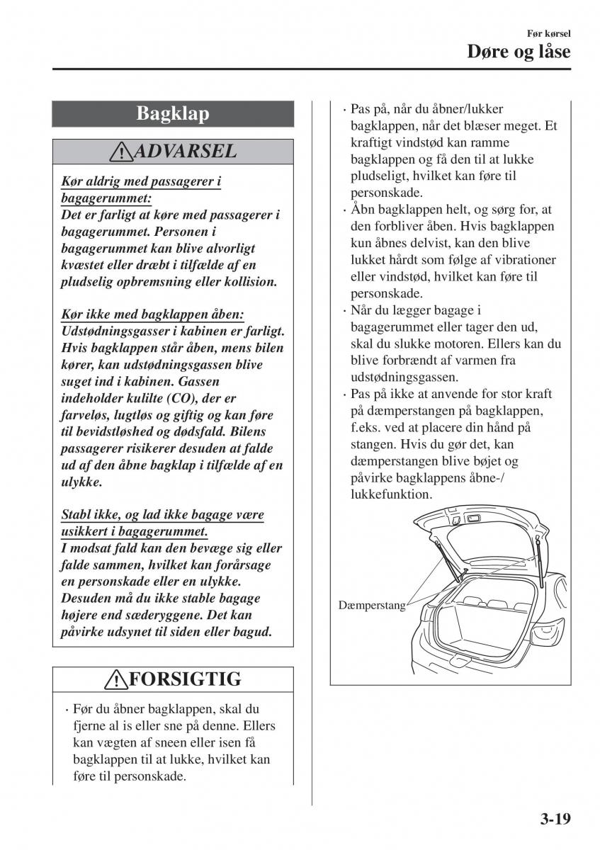 Mazda CX 3 Bilens instruktionsbog / page 95