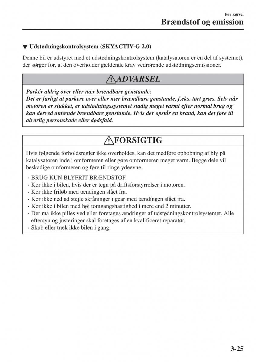 Mazda CX 3 Bilens instruktionsbog / page 101