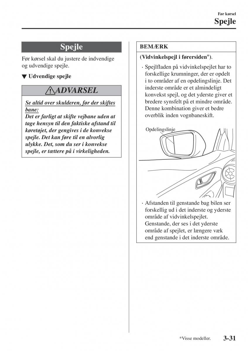 Mazda CX 3 Bilens instruktionsbog / page 107