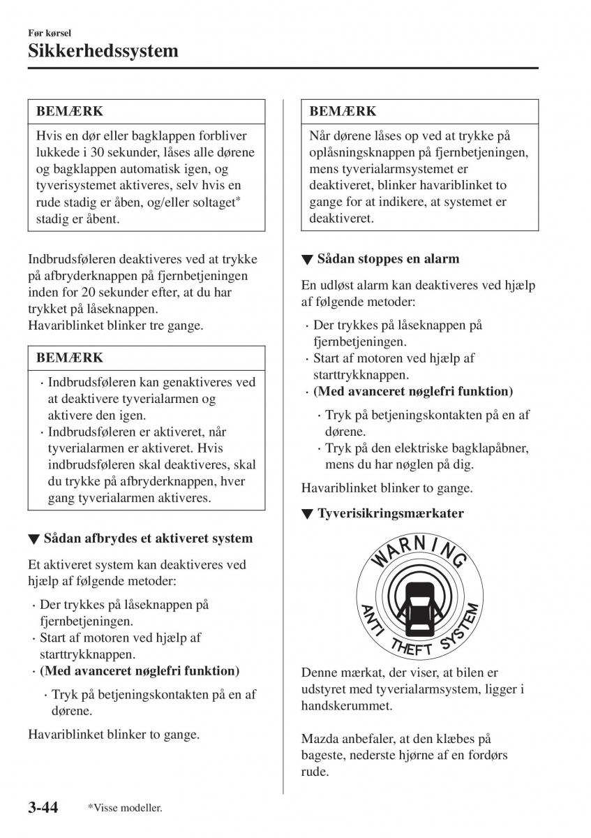 Mazda CX 3 Bilens instruktionsbog / page 120