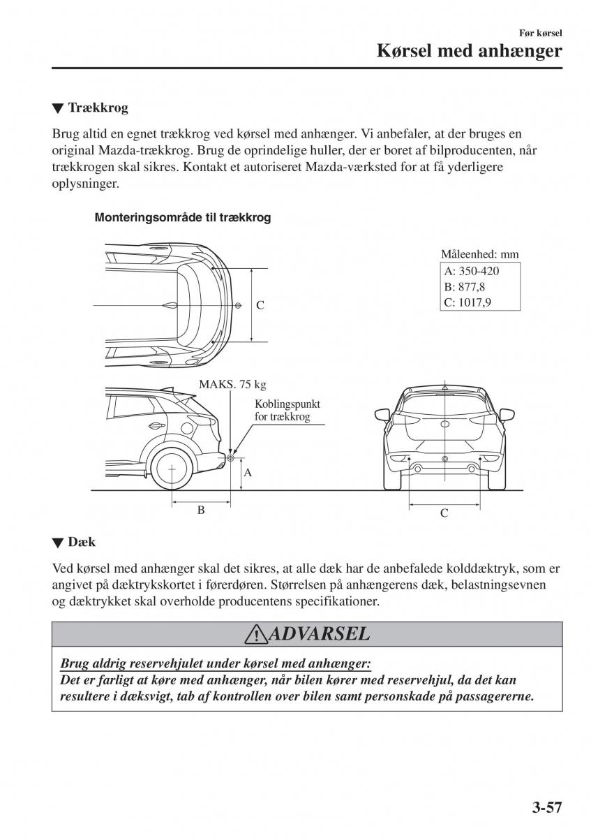 Mazda CX 3 Bilens instruktionsbog / page 133