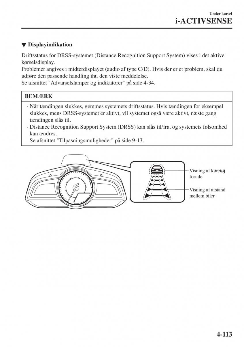 Mazda CX 3 Bilens instruktionsbog / page 249