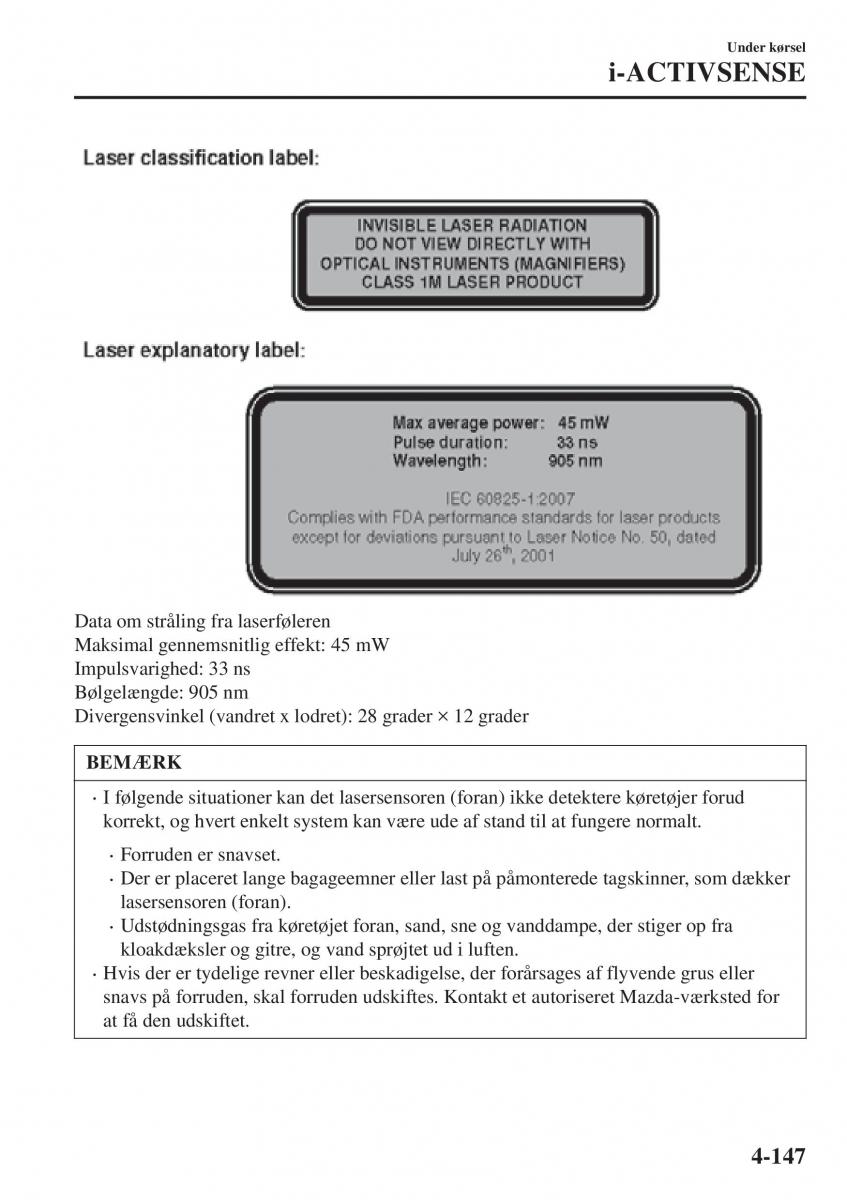 Mazda CX 3 Bilens instruktionsbog / page 283