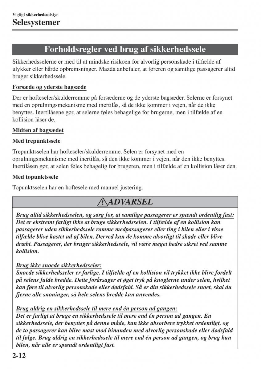 Mazda CX 3 Bilens instruktionsbog / page 32