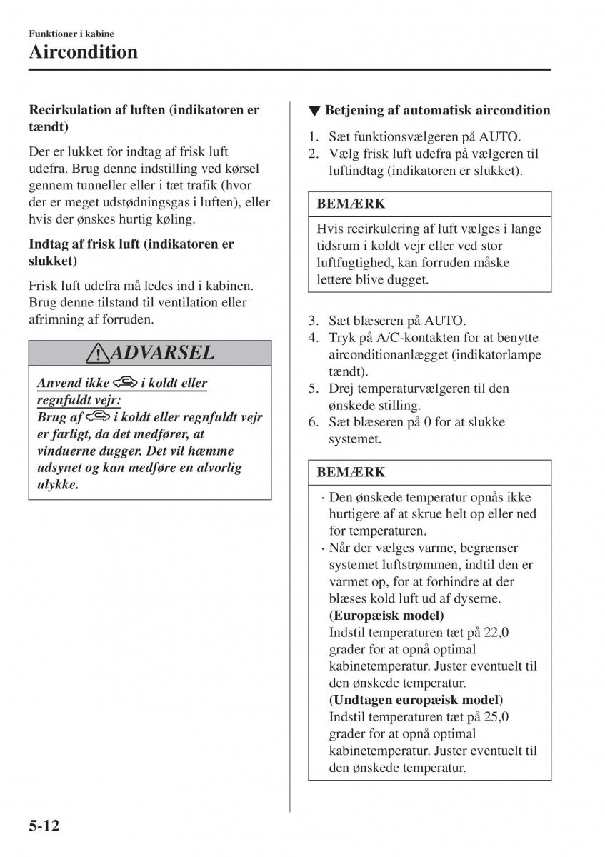 Mazda CX 3 Bilens instruktionsbog / page 322