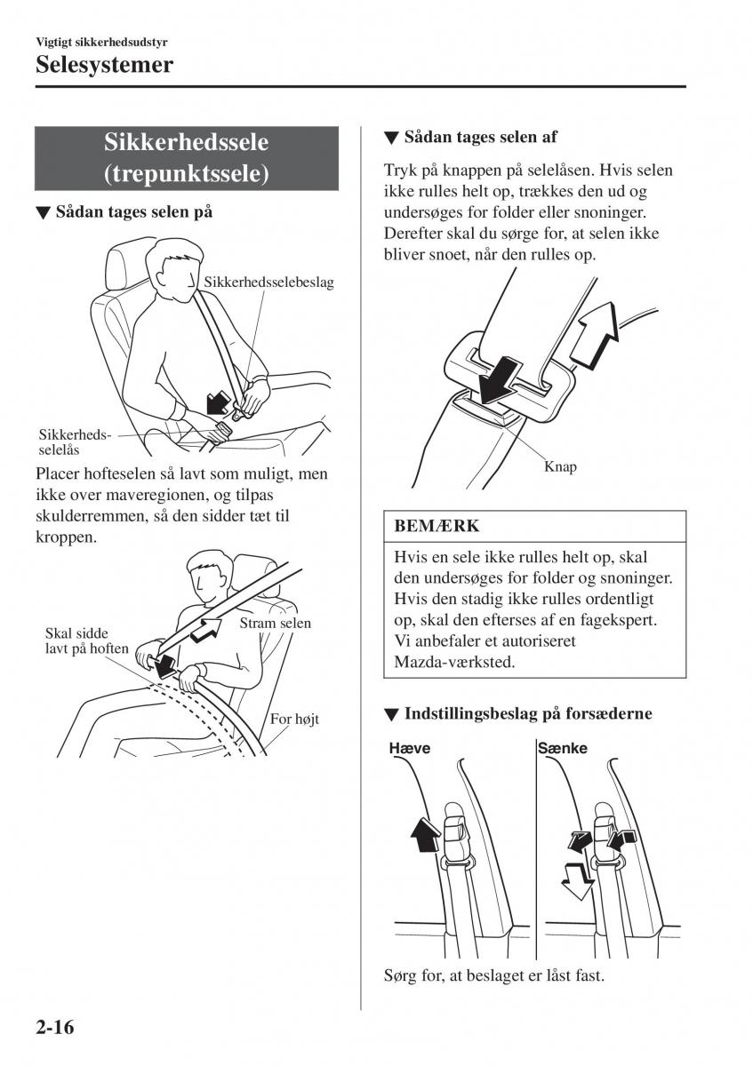 Mazda CX 3 Bilens instruktionsbog / page 36