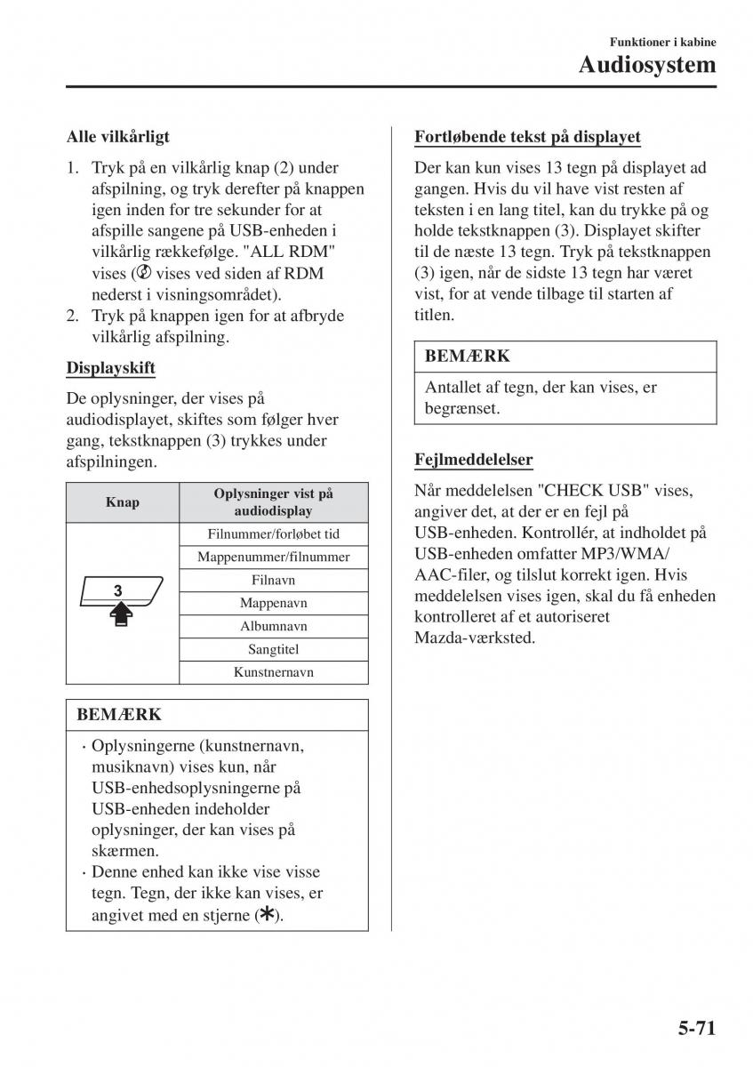 Mazda CX 3 Bilens instruktionsbog / page 381