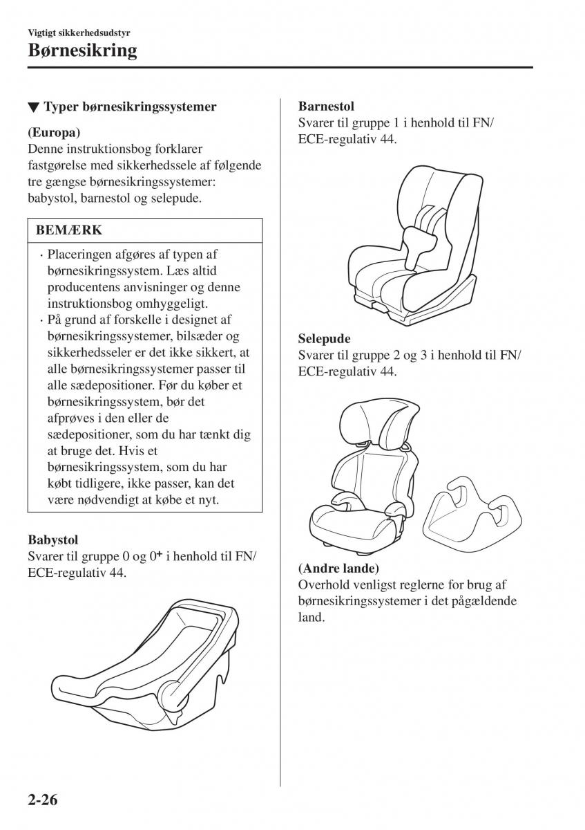 Mazda CX 3 Bilens instruktionsbog / page 46