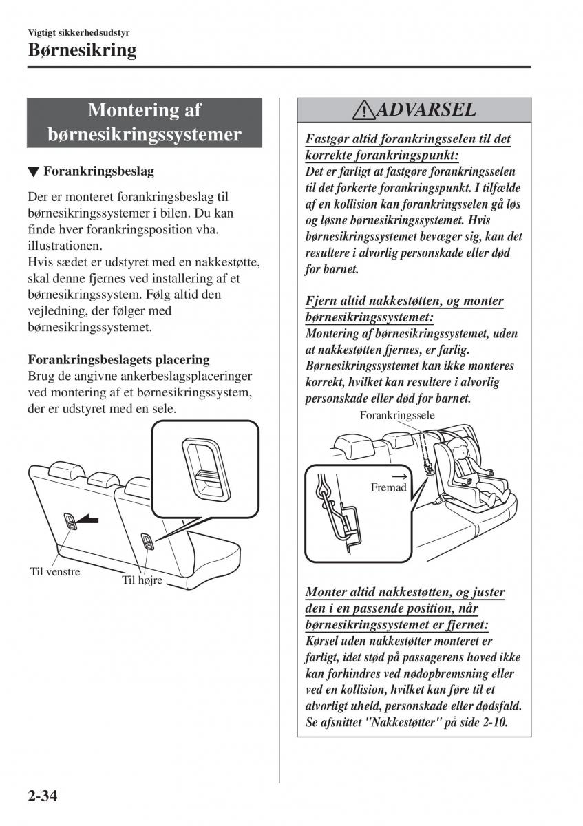 Mazda CX 3 Bilens instruktionsbog / page 54