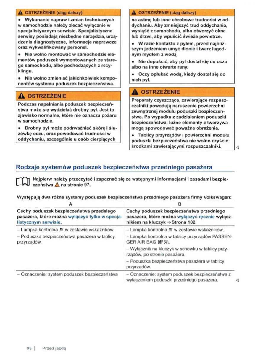 VW Sharan II 2 instrukcja obslugi / page 100