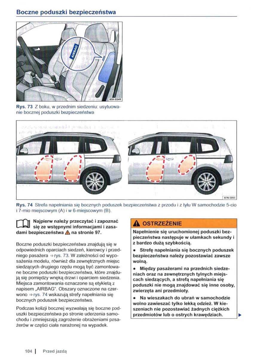 VW Sharan II 2 instrukcja obslugi / page 106