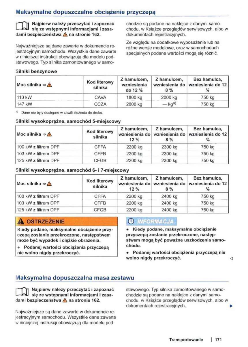 VW Sharan II 2 instrukcja obslugi / page 173