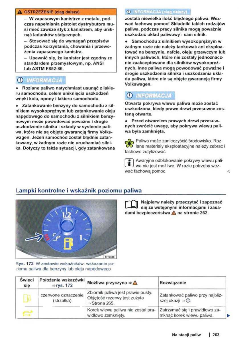 VW Sharan II 2 instrukcja obslugi / page 265