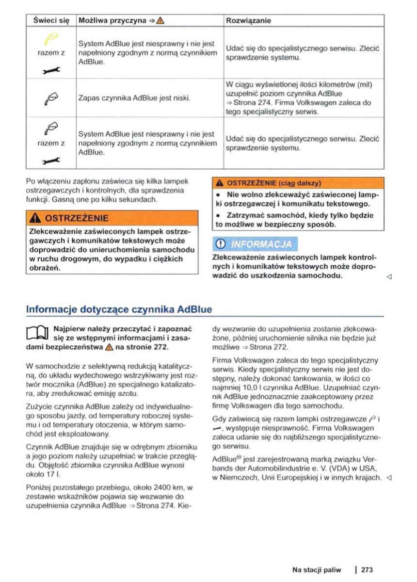 VW Sharan II 2 instrukcja obslugi / page 275