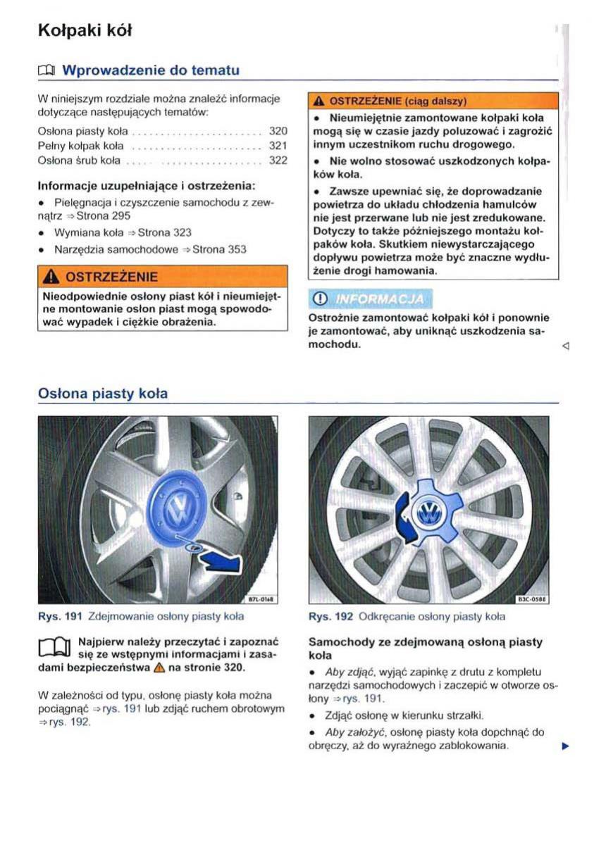 VW Sharan II 2 instrukcja obslugi / page 322