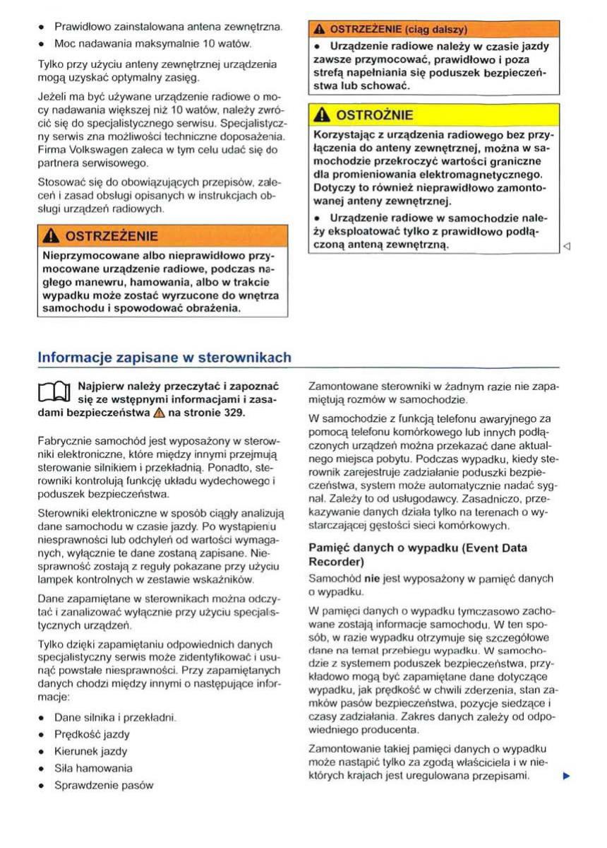 VW Sharan II 2 instrukcja obslugi / page 335