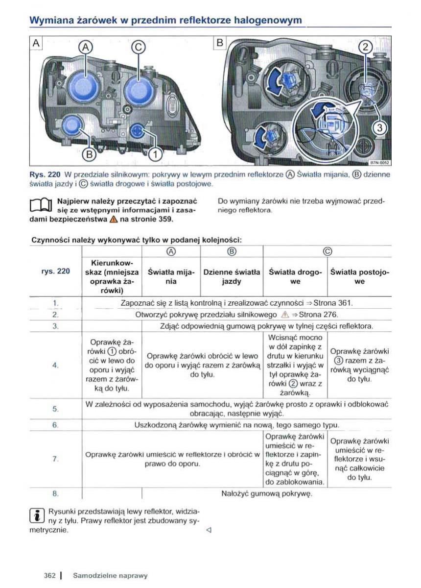 VW Sharan II 2 instrukcja obslugi / page 364