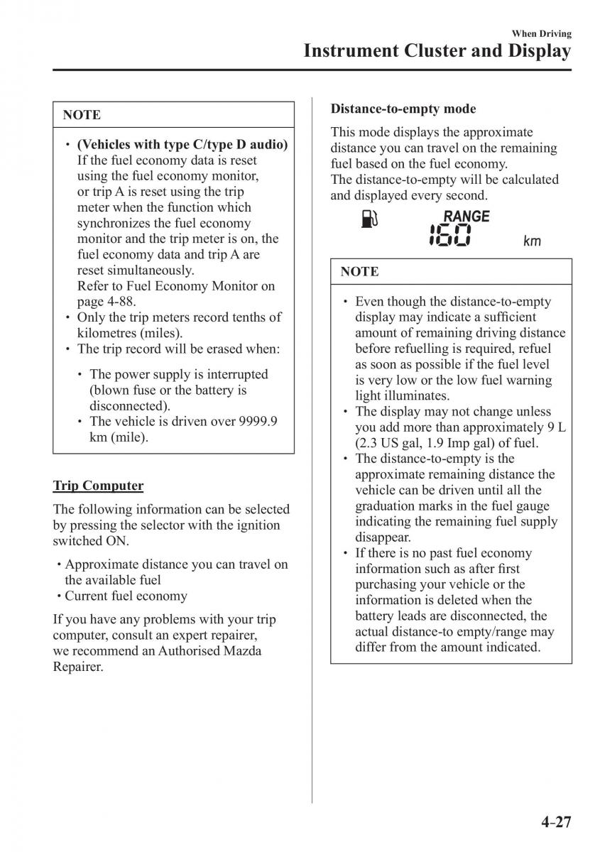 Mazda CX 3 owners manual / page 167