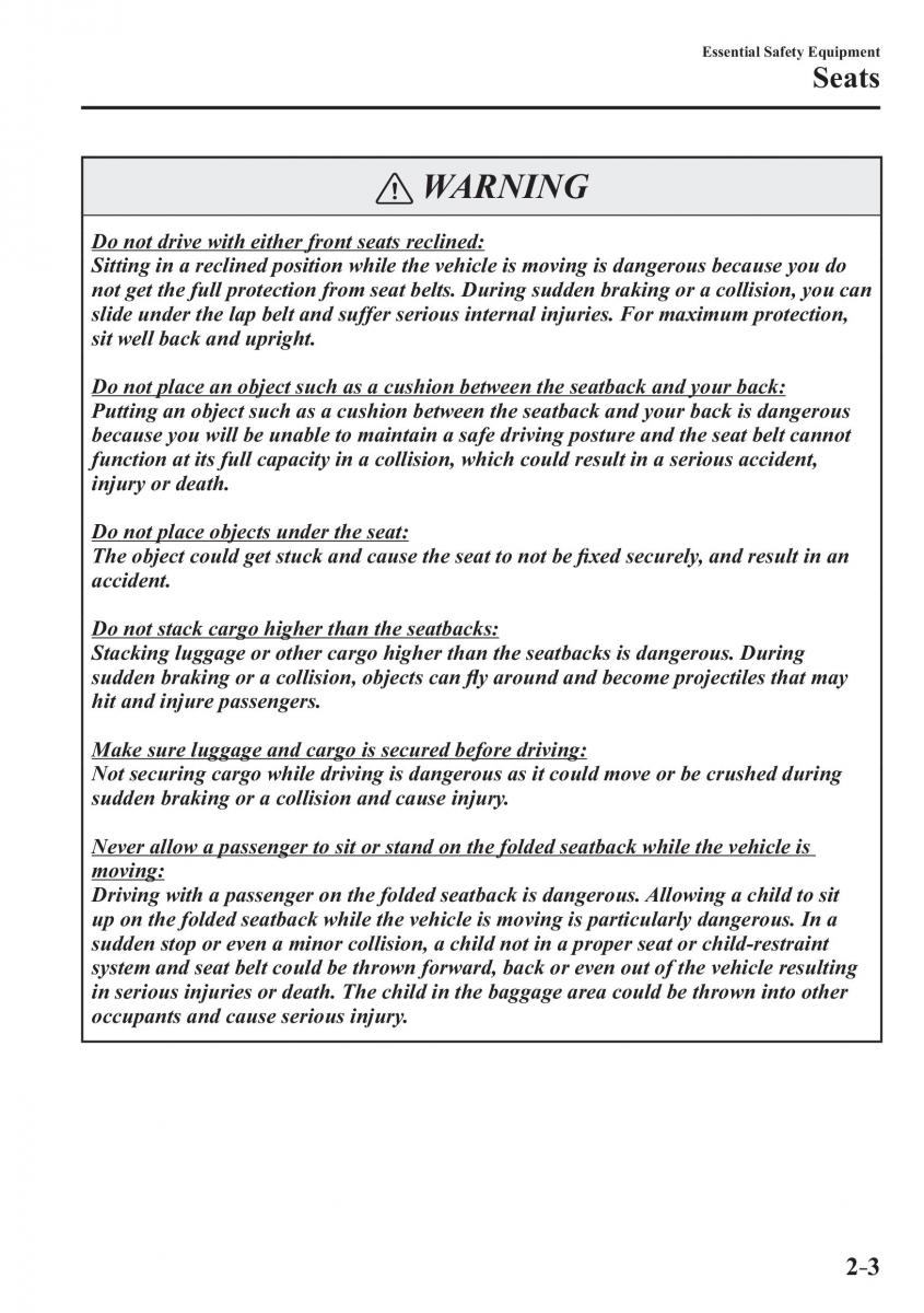 Mazda CX 3 owners manual / page 23