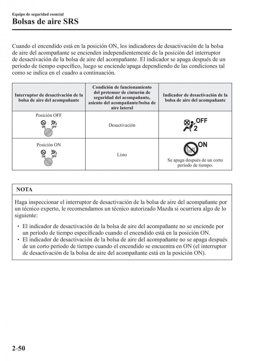 Mazda CX 3 manual del propietario / page 70