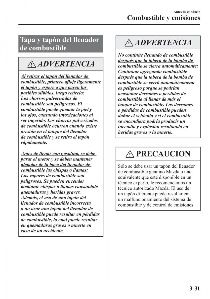 Mazda CX 3 manual del propietario / page 113