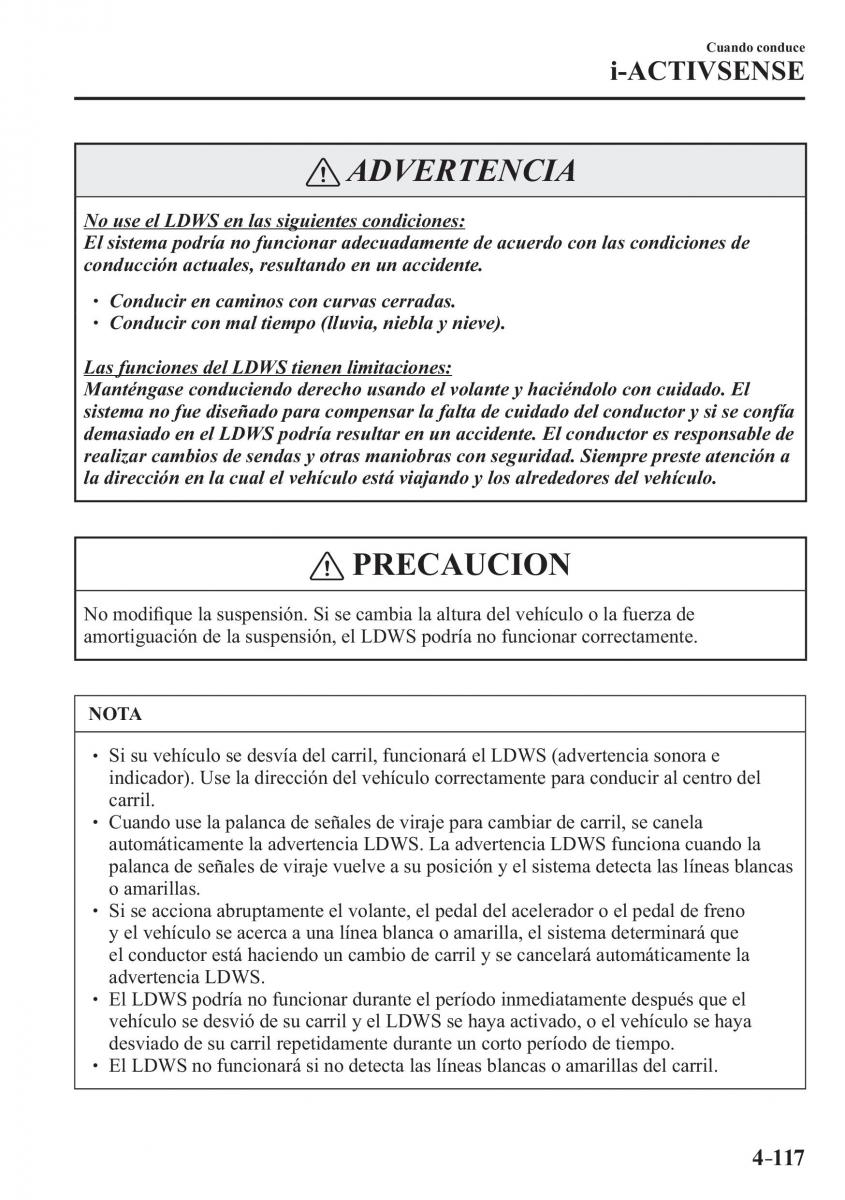 Mazda CX 3 manual del propietario / page 265