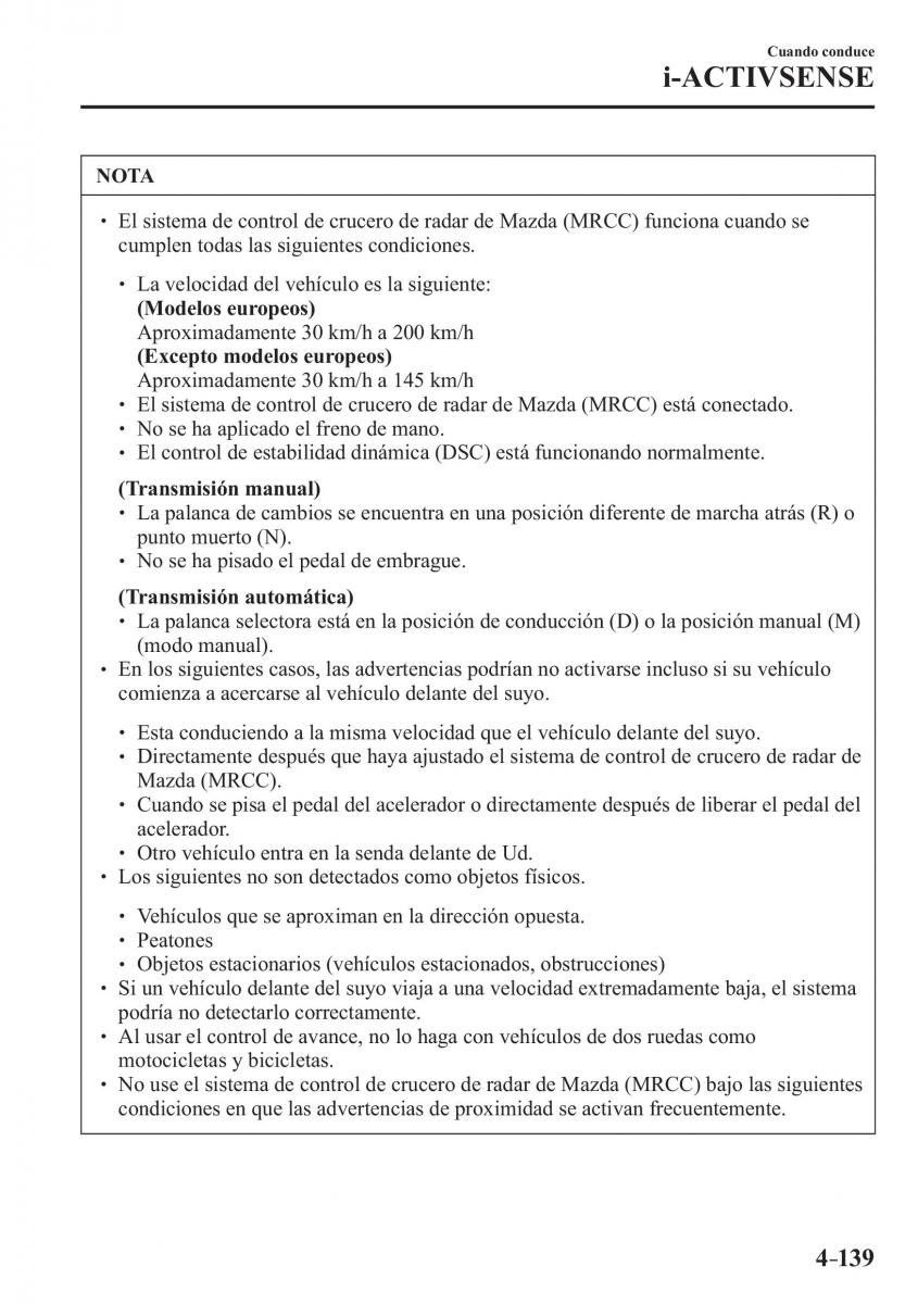 Mazda CX 3 manual del propietario / page 287