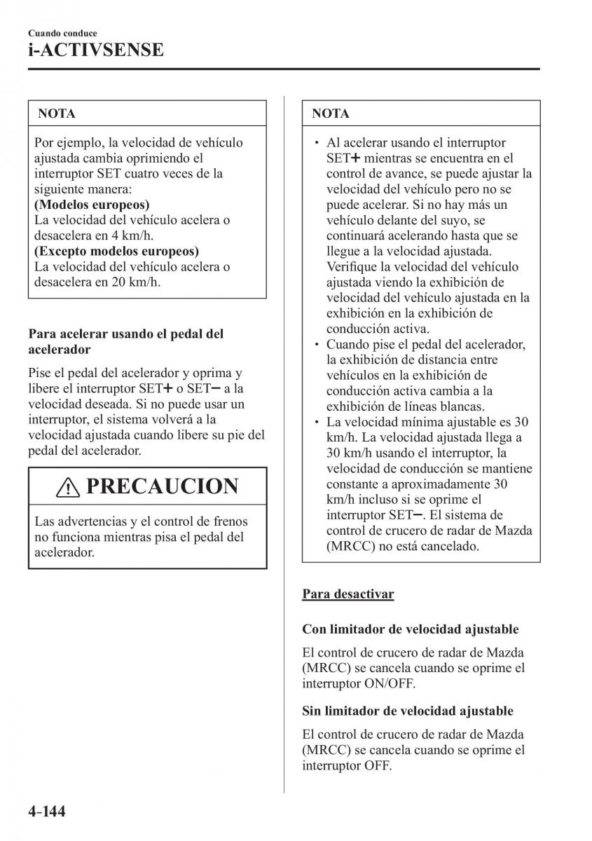 Mazda CX 3 manual del propietario / page 292