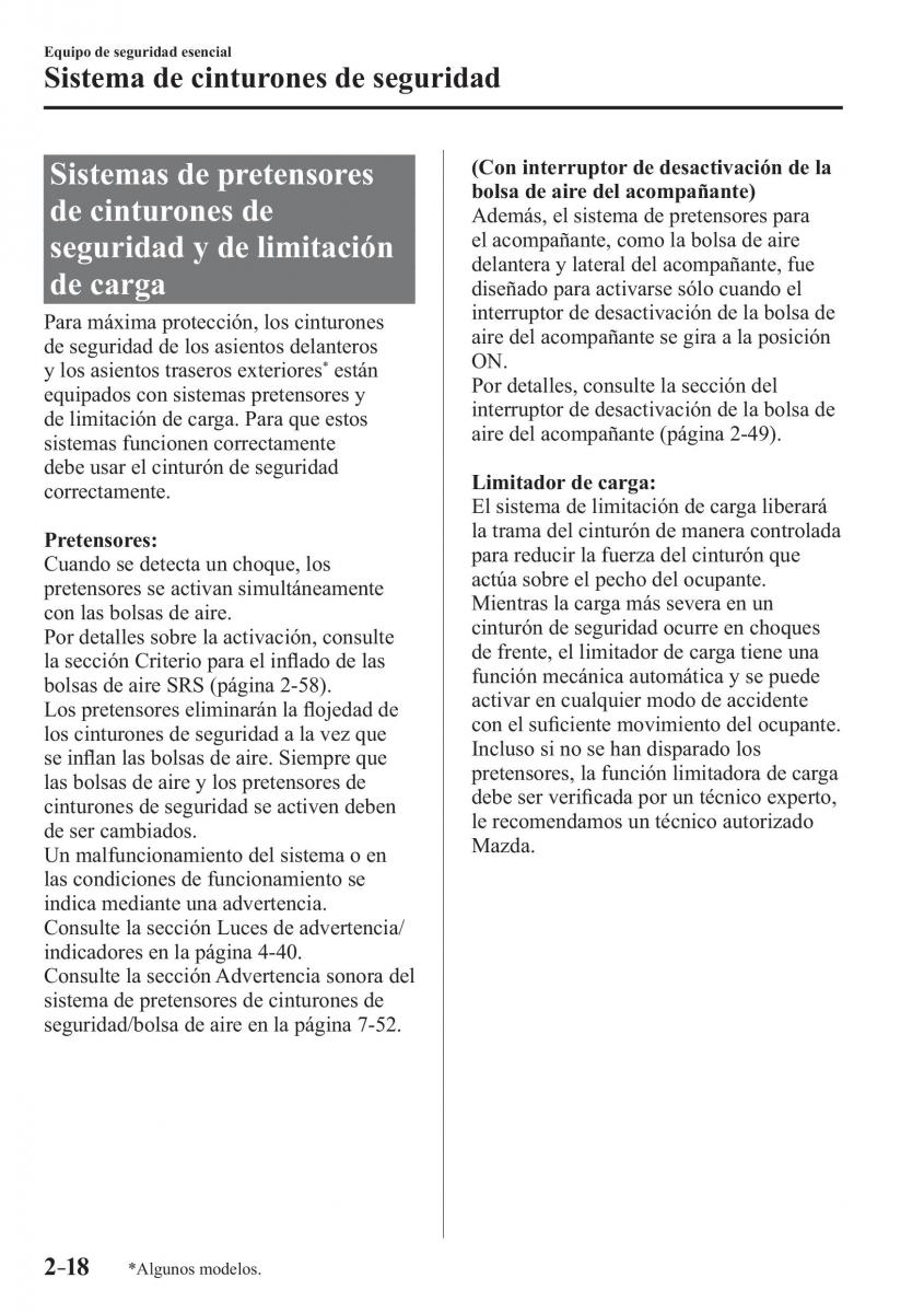 Mazda CX 3 manual del propietario / page 38