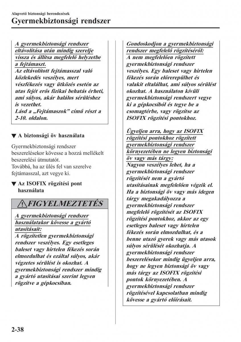 Mazda CX 3 Kezelesi utmutato / page 58