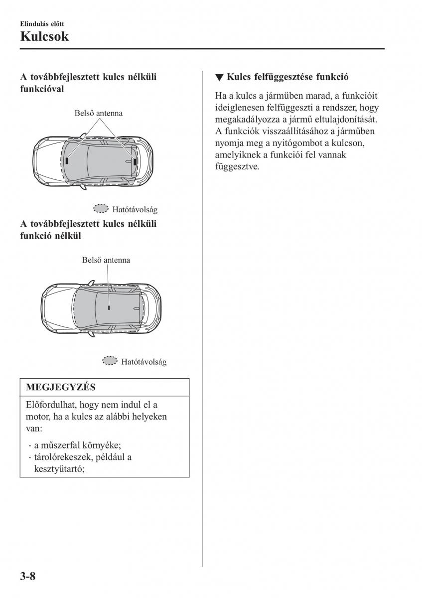 Mazda CX 3 Kezelesi utmutato / page 88