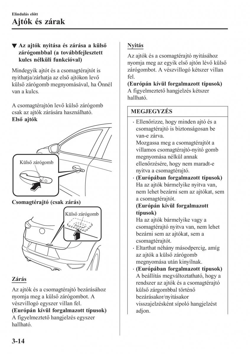 Mazda CX 3 Kezelesi utmutato / page 94