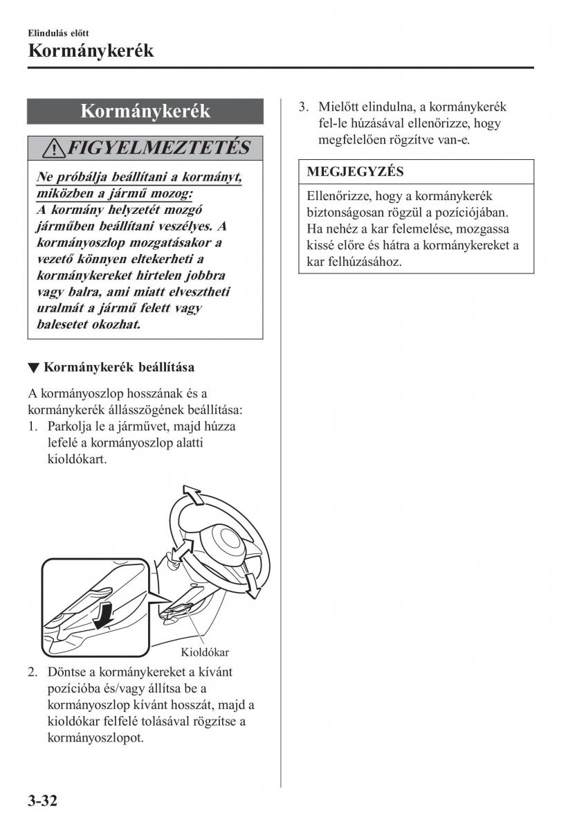 Mazda CX 3 Kezelesi utmutato / page 112