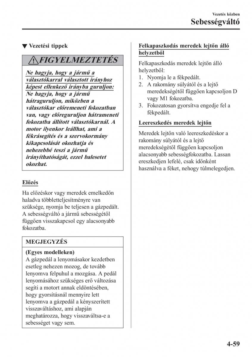 Mazda CX 3 Kezelesi utmutato / page 205