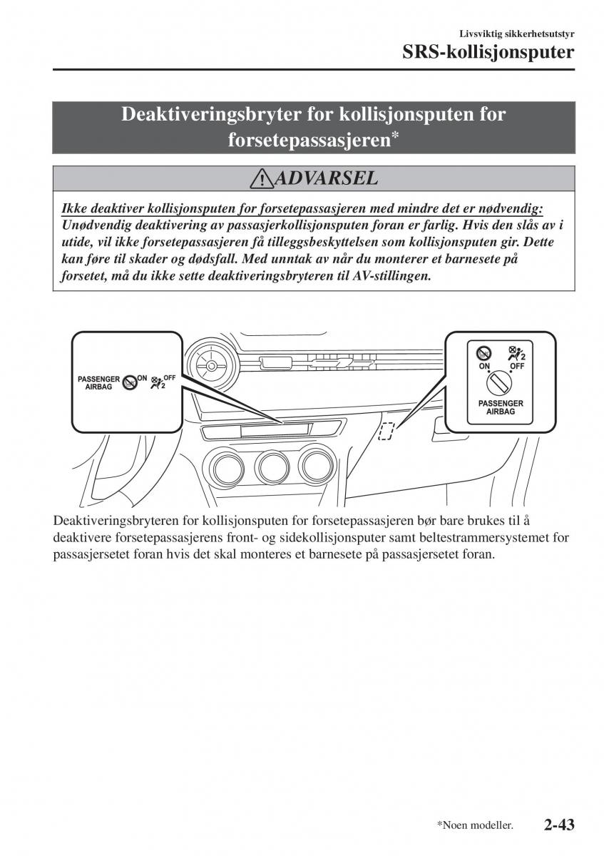 Mazda CX 3 bruksanvisningen / page 63