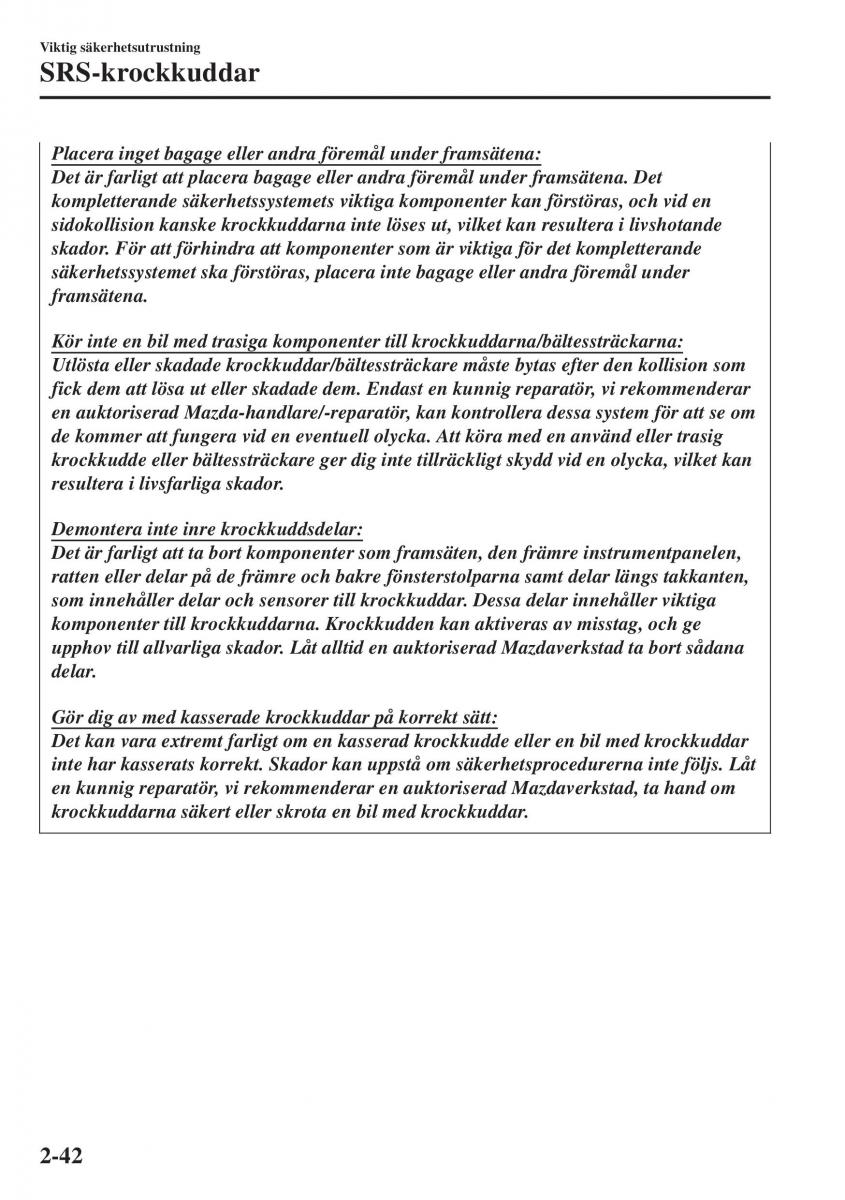 Mazda CX 3 instruktionsbok / page 62