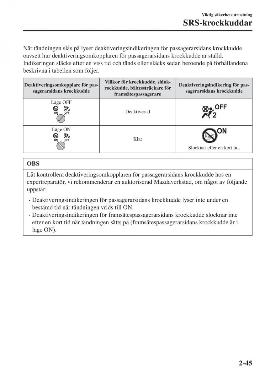 Mazda CX 3 instruktionsbok / page 65