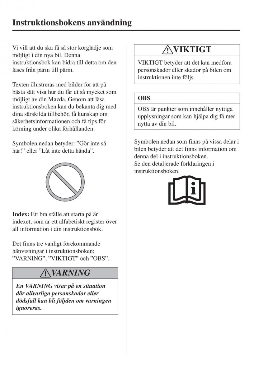 Mazda CX 3 instruktionsbok / page 8