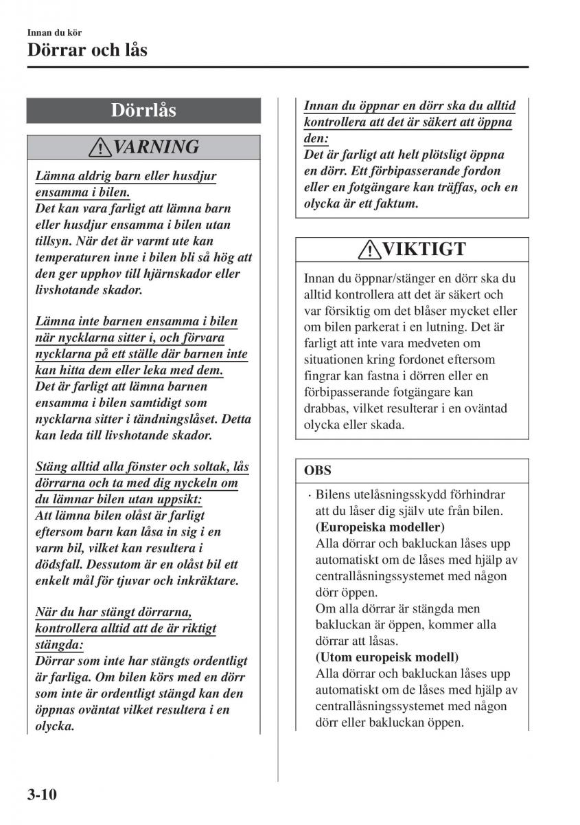 Mazda CX 3 instruktionsbok / page 86